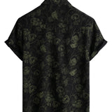 Black Men's Hawaiian Shirt with Retro Florals