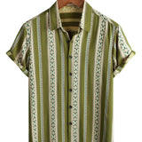 Men's Green Retro Shirt with Aztec Pattern
