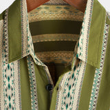 Men's Green Retro Shirt with Aztec Pattern