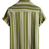 Men's Green Retro Shirt with Aztec Pattern