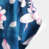 Men's Navy Floral Shirt with Lapel Collar