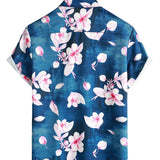 Men's Navy Floral Shirt with Lapel Collar