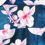 Men's Navy Floral Shirt with Lapel Collar