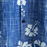 Men's Blue Hawaiian Floral Button-Front Shirt