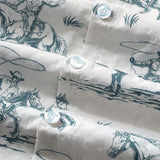 Men's Beige Shirt with Horse Pattern
