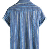 Gordon Men's Striped Retro Short Sleeve Shirt – Blue