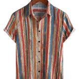 Men's Red Retro Striped Shirt