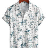 Men's Beige Shirt with Horse Pattern