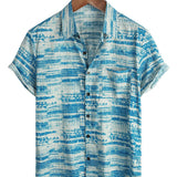Barry Retro Men's Short Sleeve Shirt – Blue