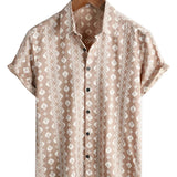 Grant Men's Striped Retro Short Sleeve Shirt – Brown