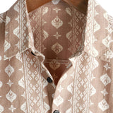 Grant Men's Striped Retro Short Sleeve Shirt – Brown
