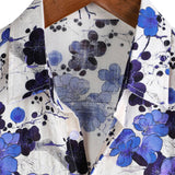 Douglas Men's Retro Short Sleeve Shirt with Floral Print – Blue