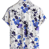 Douglas Men's Retro Short Sleeve Shirt with Floral Print – Blue
