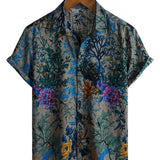 Men's Grey Retro Shirt with Floral Pattern