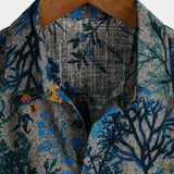 Men's Grey Retro Shirt with Floral Pattern