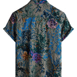Men's Grey Retro Shirt with Floral Pattern