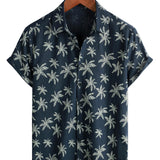 Men's Navy Hawaiian Shirt with Palm Trees