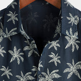 Men's Navy Hawaiian Shirt with Palm Trees