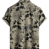 Brian Men's Retro Short Sleeve Shirt with Floral Pattern – Grey