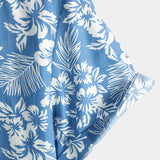 Men's Blue Aloha Shirt with Tropical Flowers
