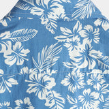 Men's Blue Aloha Shirt with Tropical Flowers