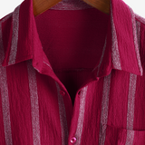 Larry Men's Short Sleeve Hawaiian Shirt with Stripes