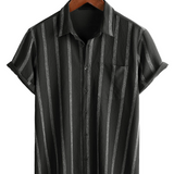 Larry Men's Short Sleeve Hawaiian Shirt with Stripes