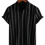 Larry Men's Short Sleeve Hawaiian Shirt with Stripes