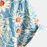 Men's Blue Hawaiian Shirt with Floral Pattern