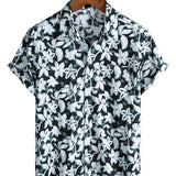Blue Men's Shirt with Tropical Florals