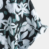 Blue Men's Shirt with Tropical Florals
