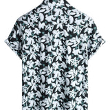 Blue Men's Shirt with Tropical Florals
