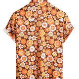Lloyd Men's Retro Floral Short Sleeve Shirt – Orange