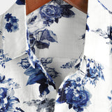 White Men's Hawaiian Shirt with White Lapel Collar
