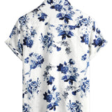 White Men's Hawaiian Shirt with White Lapel Collar