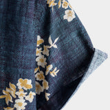 Wade Men's Short Sleeve Shirt with Flowers – Blue