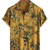 Men's Yellow Vintage Shirt with Floral Pattern