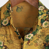 Men's Yellow Vintage Shirt with Floral Pattern