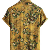 Men's Yellow Vintage Shirt with Floral Pattern