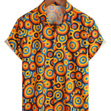 Ross Men's Retro Geometric Short Sleeve Shirt – Yellow