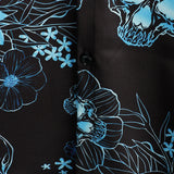 Roy Men's Short Sleeve Shirt with Skulls and Flowers – Black