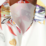 White Men's Floral Summer Button-Up Shirt