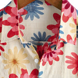 Harold Men's Short Sleeve Hawaiian Shirt with Daisies – Beige