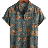 Men's Blue Retro Floral Summer Shirt