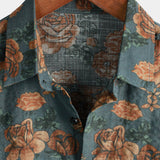 Men's Blue Retro Floral Summer Shirt