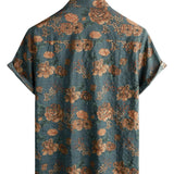 Men's Blue Retro Floral Summer Shirt