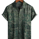 Gary Men's Retro Paisley Short Sleeve Shirt – Green