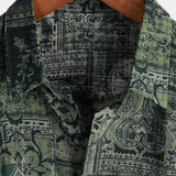 Gary Men's Retro Paisley Short Sleeve Shirt – Green