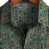 Men's Green Paisley Shirt in 70s Style