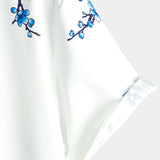 Men's White Casual Shirt with Blue Flowers
